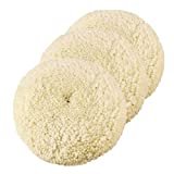 INZOEY Wool Buffing Pad,3 Pack 7" Car Polishing Pad with Hook and Loop for Cleaning & Cutting,Polishing,100% Wool Sheepskin Material,Durable and Soft