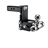 B&W Trailer Hitches Tow & Stow Adjustable Trailer Hitch Ball Mount - Fits 2" Receiver, Tri-Ball (1-7/8" x 2" x 2-5/16"), 5" Drop, 10,000 GTW - TS10048B