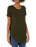 Daily Ritual Women's Jersey Standard-Fit Short-Sleeve Open Crewneck Tunic, Forest Green, Large