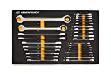 GEARWRENCH 28 Piece 72T Metric Standard & Stubby Ratcheting Wrench Set with EVA Foam Tray - 86527