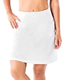 Yogipace Women's Sun Protection 17" Long Running Skirt Athletic Golf Skort with Tennis Ball Pockets Built in Shorts White Size XS