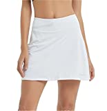 Ubestyle UPF 50+ Women's Active Athletic Skort Performance Skirt with Pockets for Running Tennis Golf Workout (White, XL)