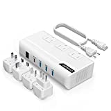 Voltage Converter, GEARGO 230W Power Converter Step Down 220V to 110V Universal Travel Adapter for Hair Straightener, Curling Iron with 4-Port USB Charging UK/AU/EU/IT/US Worldwide Plug Adapter White