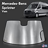 Custom Fit Windshield Sun Shade for 2007-2022 Mercedes Benz Sprinter & Freightliner Sprinter Cargo Van Crew Passenger Motorhome, Insulated Sunshade Privacy Accessories Blockout UV Reflector Protection