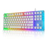 Womier K87 Mechanical Gaming Keyboard Gateron Switch TKL Hot Swappable Keyboard Partitioned RGB Backlit Compact 87 Keys for PC PS4 Xbox (White, Red Switch)