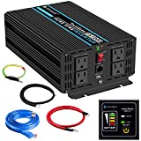 Novopal Pure Sine Wave Power Inverter 1000 Watt 12V DC to 110V/120V AC Converter 4 AC Outlets Car Inverter with One USB Port 16.4 Feet Remote Control and Two Cooling Fans5th Generation Upgrade