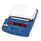 Magnetic Stirrer with Hotplate, 7 Inch Ceramic Hotplate, Speed and Temperature Adjusting, with Timer and Display, max 20L Stirring Capacity, 50 to 1500rpm, up to 510C(950F), for lab use