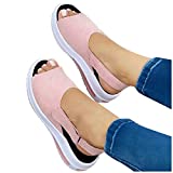 Aniywn Slip On Sandals for Women Comfortable Slingback Casual Open Toe Platform Wedge Heel Sandals Flat Summer Beach Shoes Pink