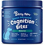 Zesty Paws Advanced Cognition Soft Chews for Dogs - with Omega 3 DHA, Ashwagandha & Alpha GPC - for Senior Dog Brain Health & Nervous System Support - Supplement for Calming & Relaxation - 90 Count