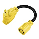 50 Amp to 30 Amp 4-Prongs Locking Generator Transfer Switch Adapter Cord, 50Amp Male to 30Amp Female, NEMA 14-50P to NEMA L14-30R, STW 10 Gauge Heavy Duty Generator Adapter Plug - 18in, 1.5ft