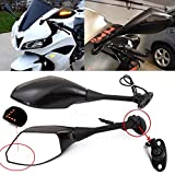 Motorcycle LED Turn Signal Rearview Mirrors with Arrow compatible with Honda CBR600RR 2003-2011 CBR1000RR 2004-2007 Sport Bike