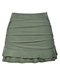 Hilor Women's Tankini Swimsuits Skirted Bikini Bottom High Waisted Shirred Swim Bottom Ruffle Swim Skirt Army Green 12