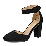 DREAM PAIRS Womens Black Nubuck High Heel Ankle Strap Party Pumps Shoes Size 10M US Angela