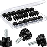 Carbon Steel Threaded Knurled Thumbscrew Screw on Knobs Grips Black Round Clamping Screw, Black (20 Pieces,M4 x 10 mm)