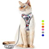 Cat Harness and Leash Set Stylish Escape Proof Cat Vest Harness Adjustable Breathable Pet Harness with Reflective Trim Step-in Cat Leash and Harness for Cats Puppies