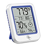 odorsin Digital Hygrometer Indoor Thermometer, Temperature Humidity Sensor with Max/Min Records & Backlight Display Thermometer Humidity Gauge Suit for Room, Greenhouse, Basement, Plant Humidity Meter