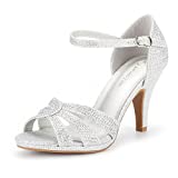 DREAM PAIRS Women's Amore_1 Silver Glitter Fashion Stilettos Open Toe Pump Heel Sandals Size 10 B(M) US