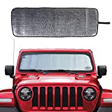 Savadicar Windshield Sun Shade for 2018-2022 Jeep Wrangler JL JLU & Gladiator JT, Sunshades Heat Shield, Aluminum Foil Triple Laminate Structure, Silver