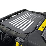 Sunshade Bikini Top Soft Top Mesh Shade Cover Sun UV Protection Modification Accessories for Jeep Wrangler 2018-2019 JL JLU 2020 Jeep Gladiator JT 2-Door and 4-Door (Black and White American Flag)