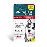 TevraPet Activate II Flea and Tick Prevention for Dogs | Large 21-55 lbs | 8 Monthly Doses | Fast Acting Treatment and Control | Repels Mosquitoes, Clear