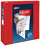 Avery Heavy Duty View 3 Ring Binder, 4" One Touch EZD Ring, Holds 8.5" x 11" Paper, 1 Red Binder (79326)
