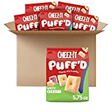 Cheez-It Puff'd Cheesy Baked Snacks, Puffed Snack Crackers, Bulk Kids Snacks, White Cheddar, 34.5oz Case (6 Bags)