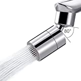 Waternymph Kitchen Sink Faucet Aerator Solid Brass - Big Angle Swivel Faucet Aerator Dual-function 2 Sprayer kitchen faucet attachment swivel sprayer- 360-Degree Swivel - Polished Chrome/ 1.8GPM