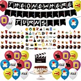 104Pcs Friend Themed Birthday Party Decorations Include The One Where Turn Banners Latex Balloons Cake Toppers Stickers Marked Pen Friend Fans Party Supplies Favors Backdrop Photo pro for Kids Adults