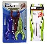 PenAgain Original 3 Pack Pens - Red, Blue, Green or Neon Green with 2 Black Ball Point Refills for 00063