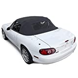 Compatible With Mazda Miata Convertible Top 1990-2005 One-Piece Non-Zippered Heated Glass Window in Cabrio Vinyl (Black)