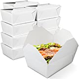 [30 Pack] 110 oz Paper Take Out Containers 8.8 x 6.5 x 3.5" - White Lunch Meal Food Boxes #4, Disposable Storage to Go Packaging, Microwave Safe, Leak Grease Resistant for Restaurant and Catering