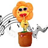 SKSTECH Musical Singing and Dancing Sunflower Soft Plush Funny Creative Saxophone Kids Toy (Yellow)