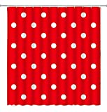 AMFD Polka Dot Shower Curtain Vintage Doodle Polka Dots Fashion Bathroom Curtains Decor Polyester Fabric Set Include Hooks,Red White,(70" WX70 H)