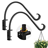 Swivel Plant Hanging Hooks Heavy Duty (2 Pcs-16 Inches) - Black Iron Plant Hanger Bracket for Flowers Baskets Planter Pots Bird Feeder Lanterns Wind Chimes Outdoor Indoor