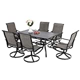 Sophia & William Patio Dining Set for 6 Outdoor Furniture Table and Chairs 7 Pieces Metal, 6 x Swivel Dining Chairs Textilene with 1 Umbrella Table for Lawn Pool Garden Porch