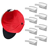 Modern JP Adhesive Hat Hooks for Wall (8-Pack) - Minimalist Hat Rack Design, No Drilling, Strong Hold Hat Hangers - U.S. Patent Pending, White