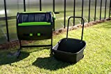 Maze 65 Gallon Dual Chamber Compost Tumbler with Large Double Door and Open Base and Comes with Maze Compost Cart