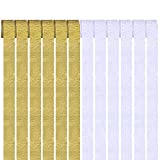 Gold and White Crepe Paper Streamers 12 Rolls 2 Color White Gold Party Streamer Decorations for Various Birthday Party Wedding Festival Party Decorations