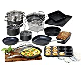 Granitestone Pro Pots and Pans Set 20 Piece Hard Anodized Complete Cookware + Bakeware Set with Ultra Nonstick Diamond Coating, Stainless Steel Stay Cool Handles, Oven Dishwasher & Metal Utensil Safe