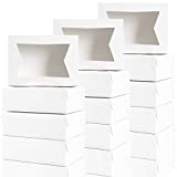 Moretoes 36pcs Cookie Treat Boxes 8 Inch White Bakery Boxes with Window for Cookie, Pastry, Dessert, Chocolate Covered Strawberry and Candy Gift Giving(8x6x2.5 In)