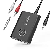 TROND Bluetooth 5.0 Transmitter Receiver for TV to Headphones, 2-in-1 3.5mm Wireless Audio Bluetooth Adapter for Car/ PC/ MP3/ Home Stereo/ Speaker, AptX Low Latency, Pairs 2 Devices Simultaneously