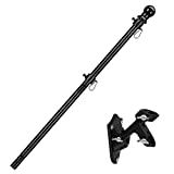 Hpnsknk 7FT Black Flag Pole Kit for Outdoor - House Tangle-Free Flag Pole with Clips 1" Stainless Steel Professional American Flag Pole with Two Position Bracket (7 FT Black)