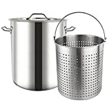 ARC 64QT Stainless Steel Crab Seafood Boil Pot with Basket, Stock Pot with Strainer, crawfish boil Turkey Fryer Pot, Perfect for Lobster,Shrimp, low country Boil,16 Gallon