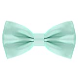 Satin Classic Pre-Tied Bow Tie Formal Solid Tuxedo, by Bow Tie House (Large, Mint)