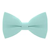 Mens Pre-Tied Soft Crape Bow Tie for Wedding Formal Events Solid Tuxedo, by Bow Tie House (Large, Mint)