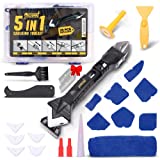 EZJohn 5-in-1 Caulking Tool Kit [25 PCS] In a box, Sealant Remover, Silicone Caulk Tool Kit, Stainless Steel Head, Spatula, Cleaning Brush, DIY Finishing Set for Kitchen, Bathroom, Floor, Window, Sink