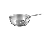 Mauviel M Cook 16CM CAST SS HDL 2.6MM Curved splayed Saute pan, 16", Stainless Steel