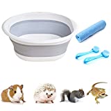 Foldable Hedgehog Bathtub Collapsible Small Pets Bath Tub Set, Lightweight Outdoor Hedgehog Washtub Bath for Small Animal, Hedgehog, Hamster, Guinea Pig, Bearded Dragon, Fancy Rat, Squirrel