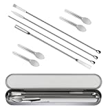 9 Pieces Stainless Steel Lab Spatula Micro Scoop Set with Container Box Capsule Filling Spatula Micro Lab Spoon for Fast and Easy Gel Cap Capsule Filling Pill Filler Machine