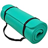 BalanceFrom GoCloud All-Purpose 1-Inch Extra Thick High Density Anti-Tear Exercise Yoga Mat with Carrying Strap (Green)